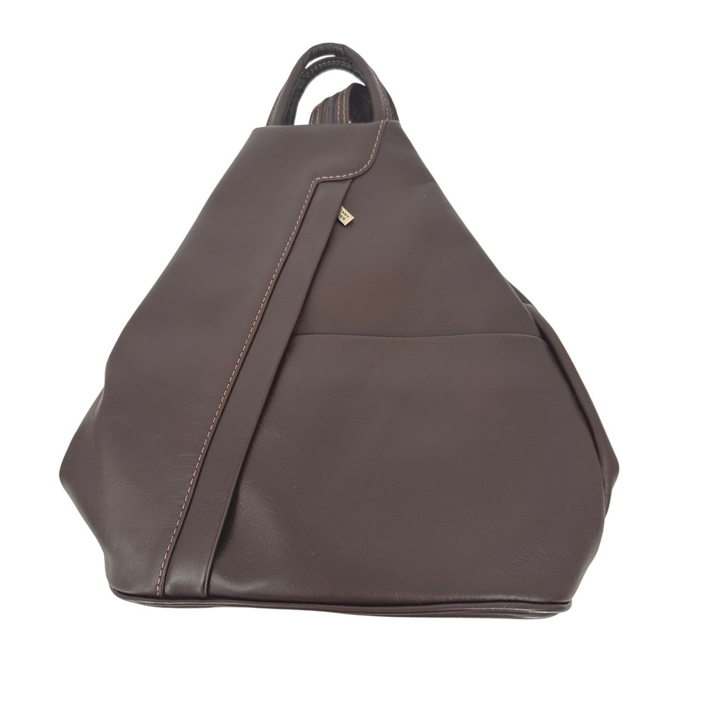 Tuscany Leather Backpack Purse Women OS Brown Leather Handmade Italy Sling Zip